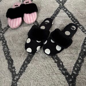 Victoria’s Secret Polka Dot and Striped Slippers Bundle.